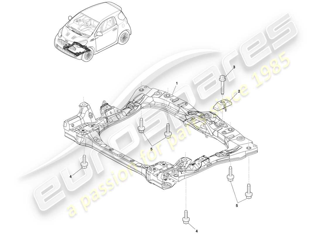 aston martin cygnet (2012) diagramme des pièces du sous-châssis avant