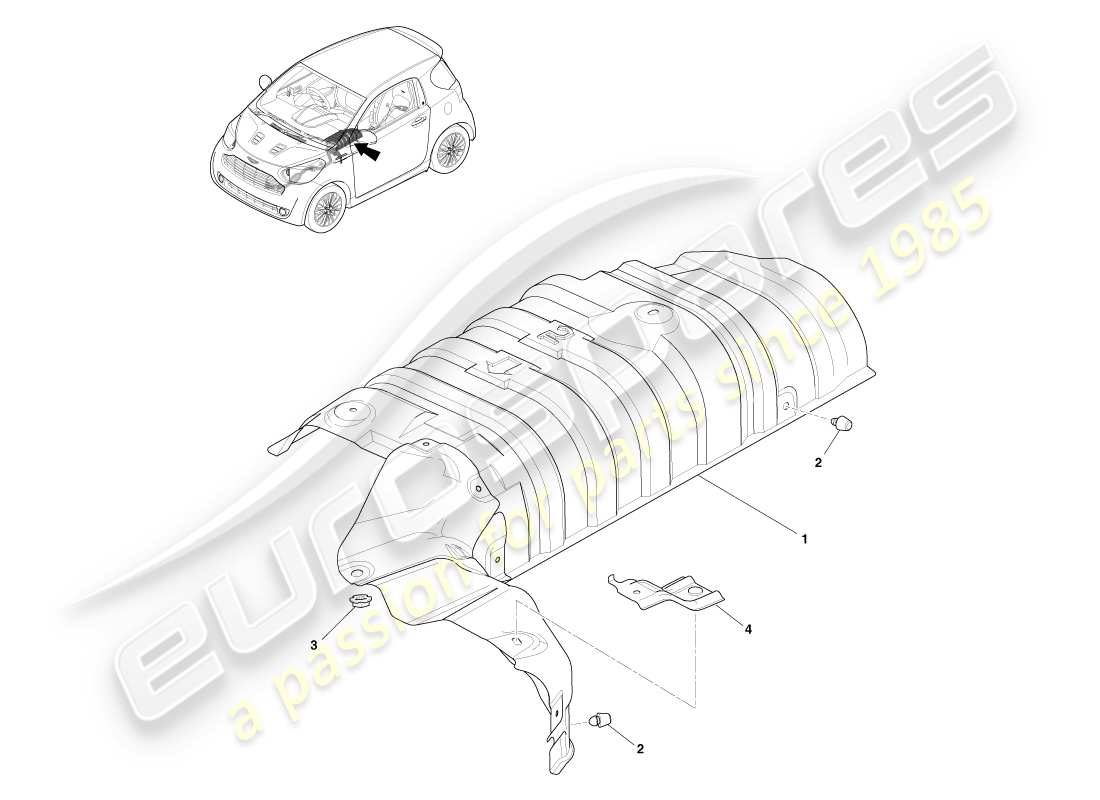 aston martin cygnet (2012) diagramme de pièce du sous-ensemble isolant