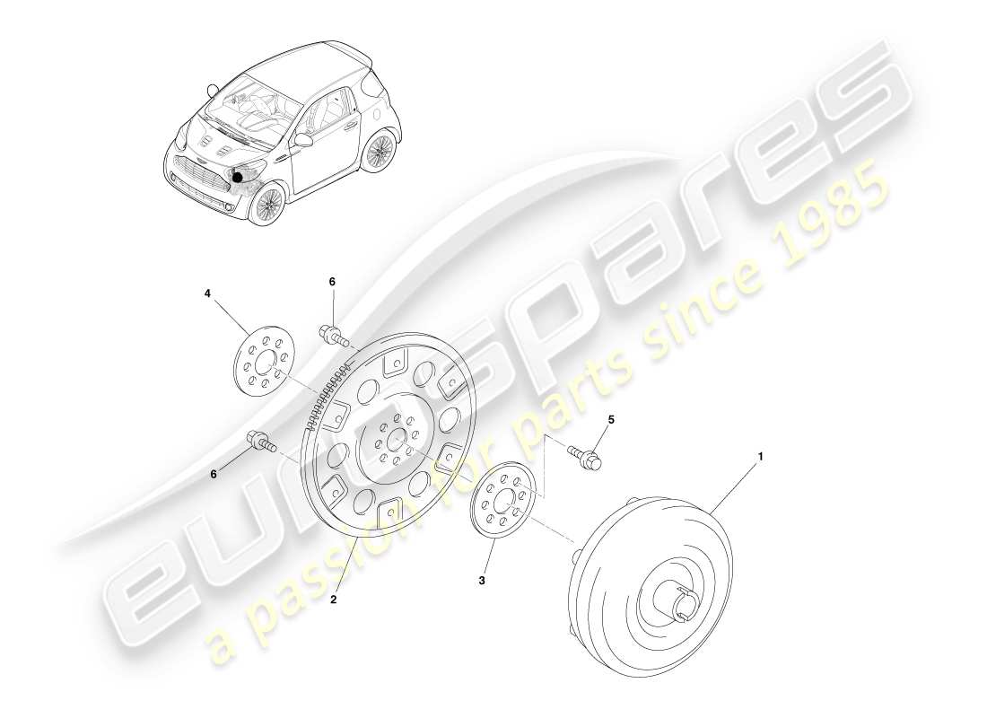 aston martin cygnet (2012) diagramme de pièce du convertisseur de couple