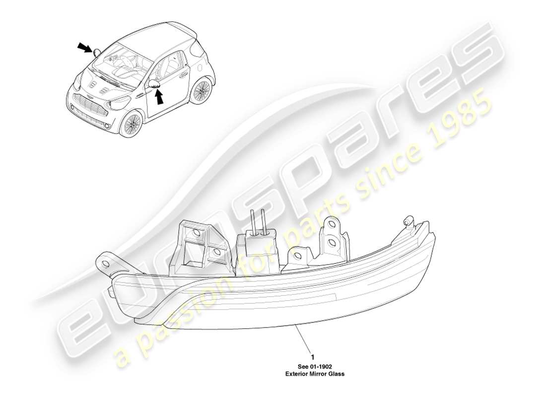 aston martin cygnet (2012) répétiteurs latéraux schéma des pièces