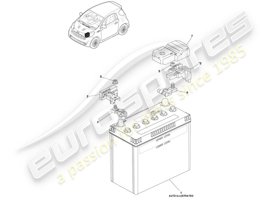 aston martin cygnet (2012) diagramme des pièces de gestion de la batterie