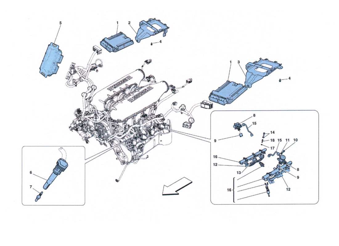 FERRARI 458 CHALLENGE IMPIANTO INIEZIONE - DIAGRAMME DES PIÈCES ACCENSIONE ferrari 458 challenge impianto iniezione - diagramme des pièces accensione