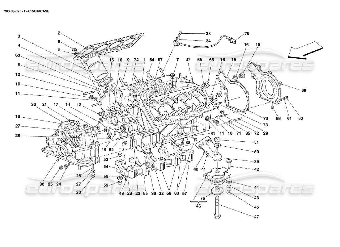 ferrari 360 spider carter moteur schéma des pièces