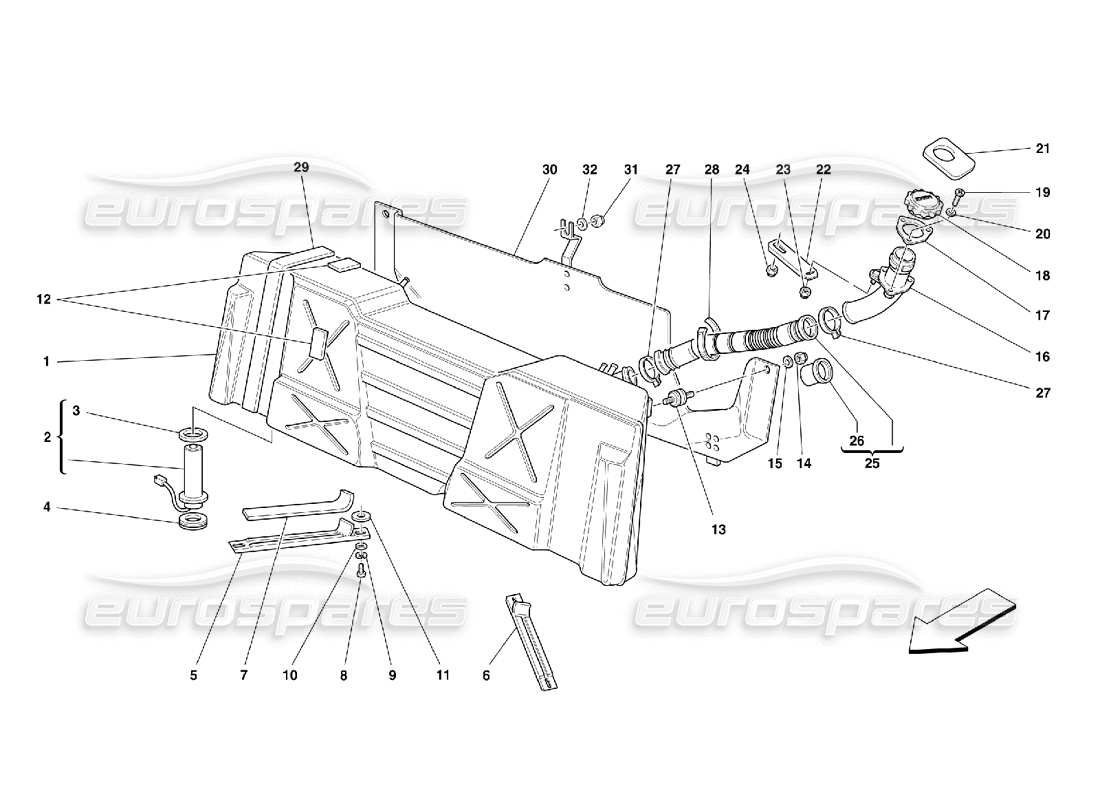 ferrari 355 (5.2 motronic) réservoir de carburant schéma des pièces