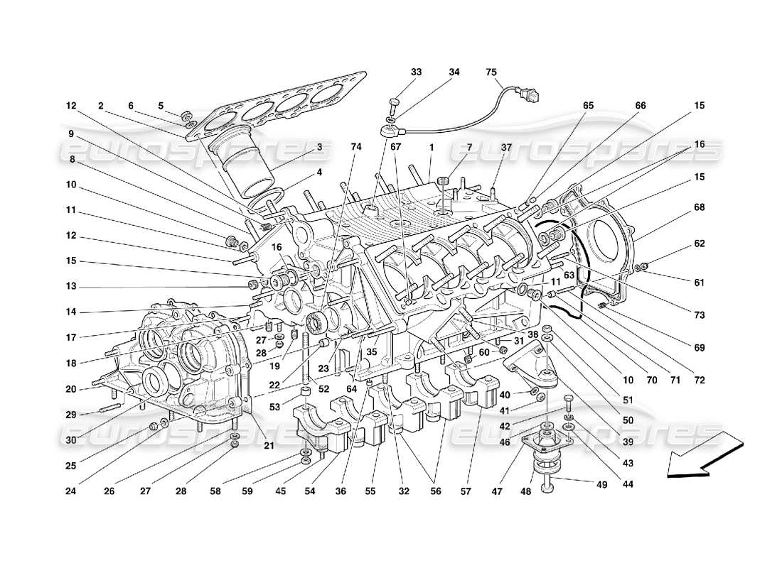 ferrari 355 (5.2 motronic) carter moteur schéma des pièces