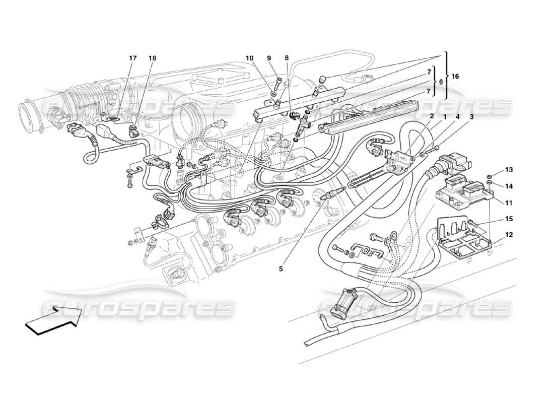ferrari 360 challenge stradale dispositif d'injection - schéma des pièces d'allumage