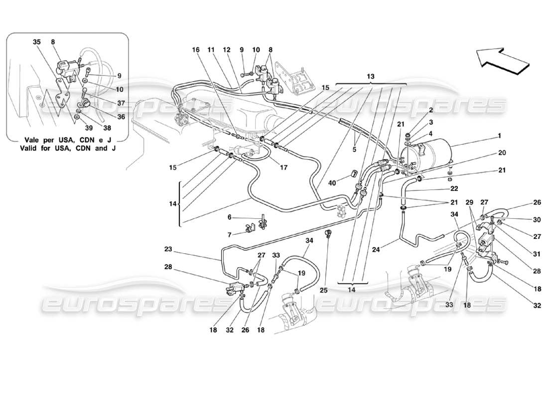 ferrari 360 challenge stradale schéma des pièces du système d'actionneur pneumatique