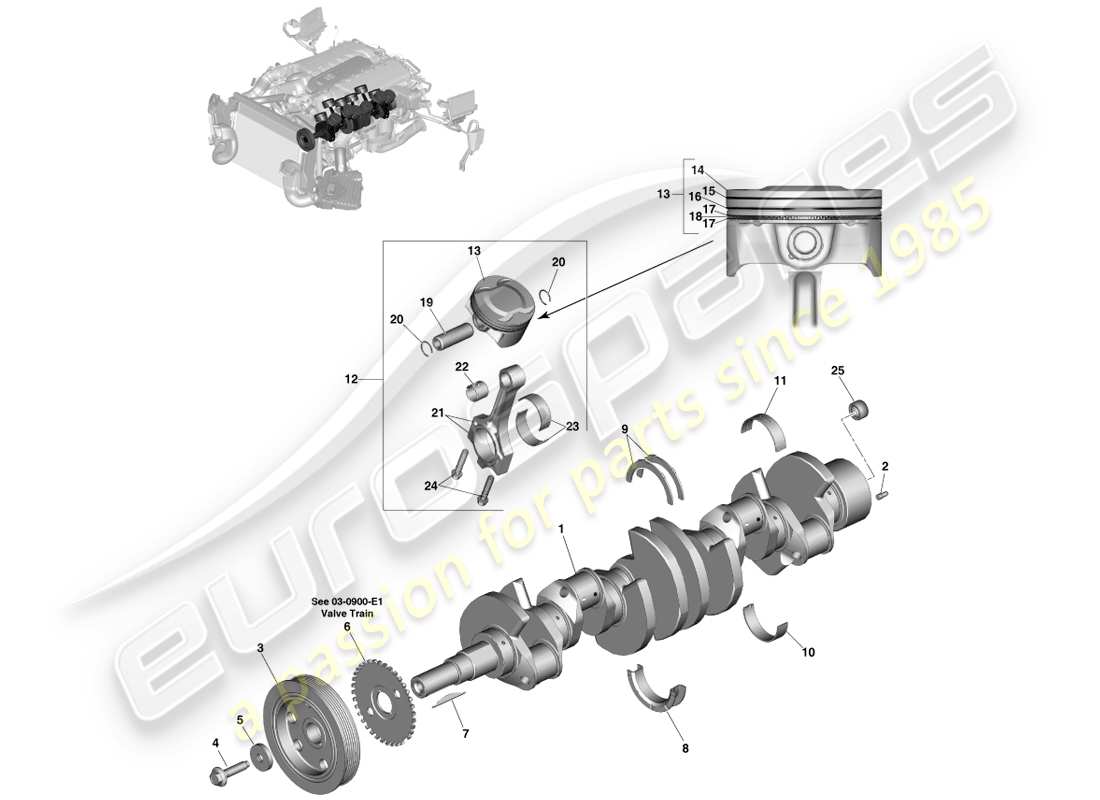 aston martin vanquish (2014) diagramme de pièce de conversion de puissance