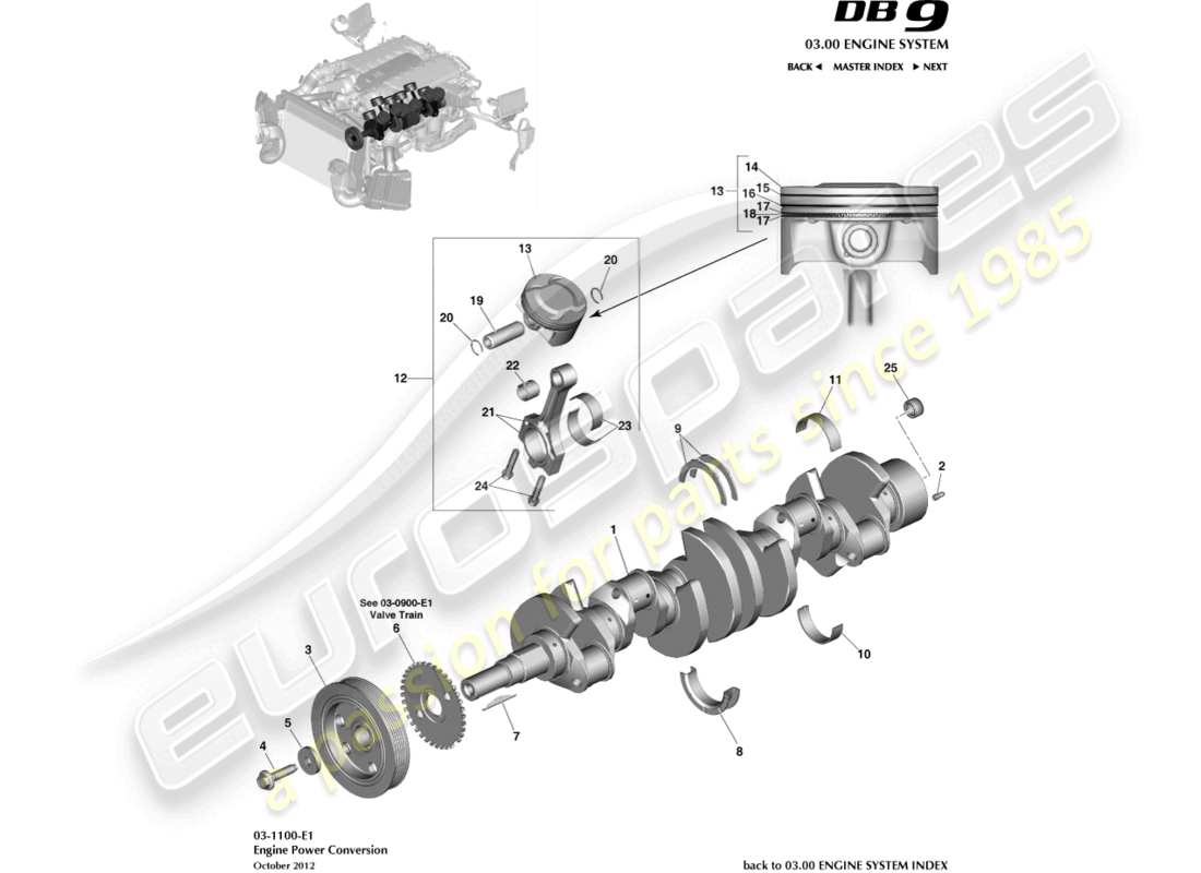 aston martin db9 (2016) diagramme de pièce de conversion de puissance
