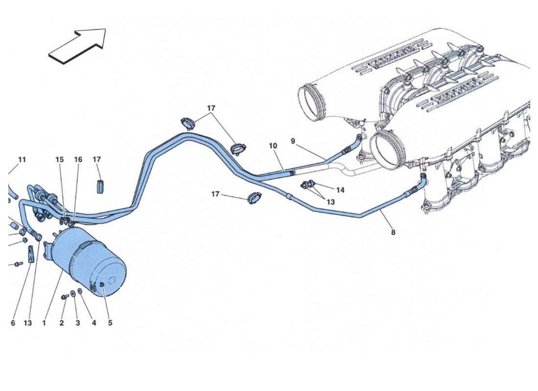 FERRARI 458 CHALLENGE DIAGRAMME DES PIÈCES IMPIANTO ARIA SECONDARIA ferrari 458 challenge diagramme des pièces impianto aria secondaria