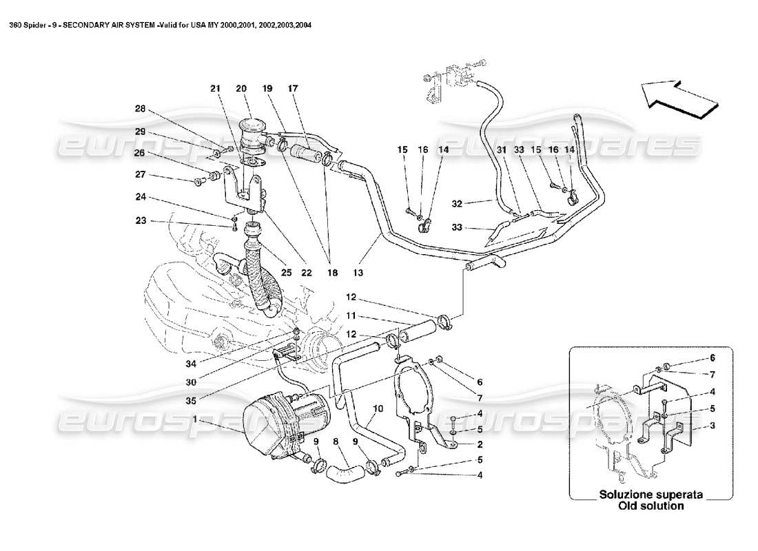 ferrari 360 spider système d'air secondaire schéma des pièces