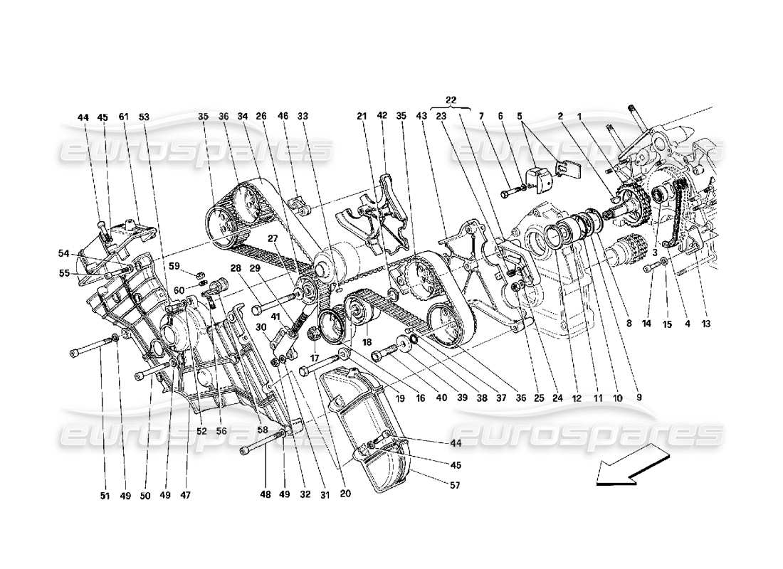 ferrari 348 (2.7 motronic) synchronisation - diagramme des pièces de commandes