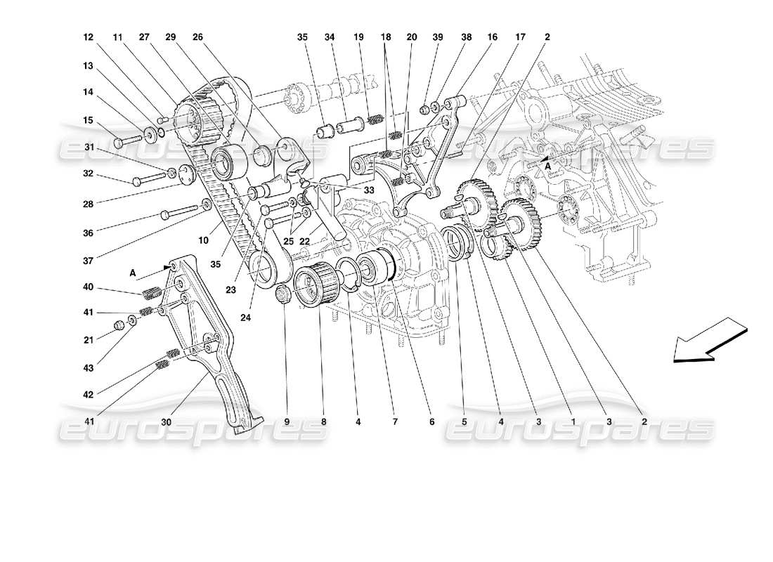 ferrari 355 (2.7 motronic) synchronisation - diagramme des pièces de commandes