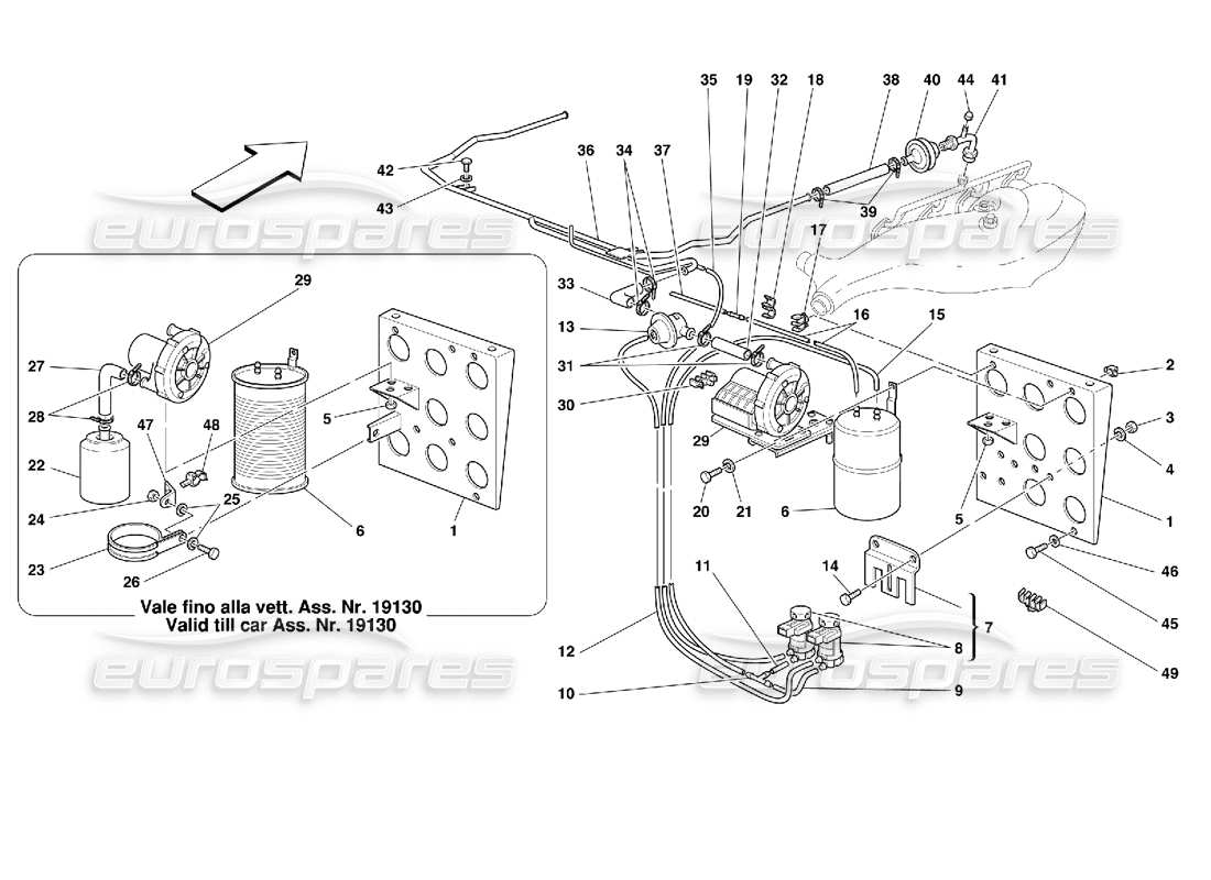 ferrari 355 (2.7 motronic) schéma des pièces du dispositif d'injection d'air