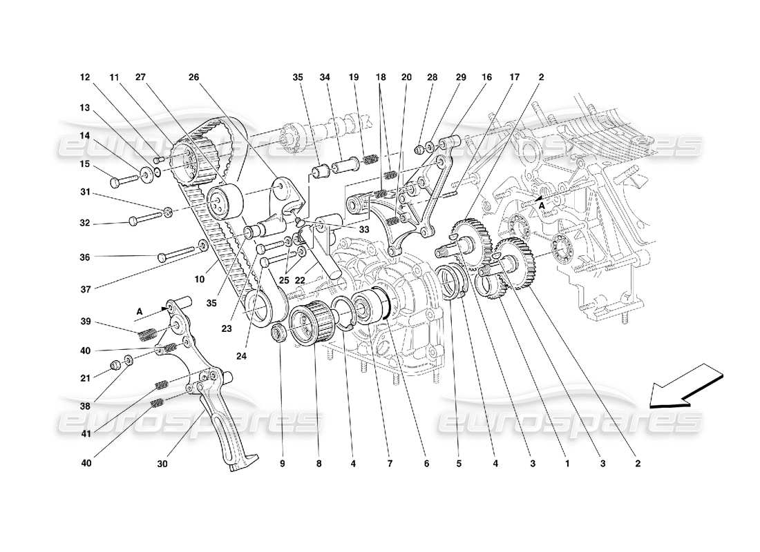 ferrari 355 (5.2 motronic) synchronisation - diagramme des pièces de commandes