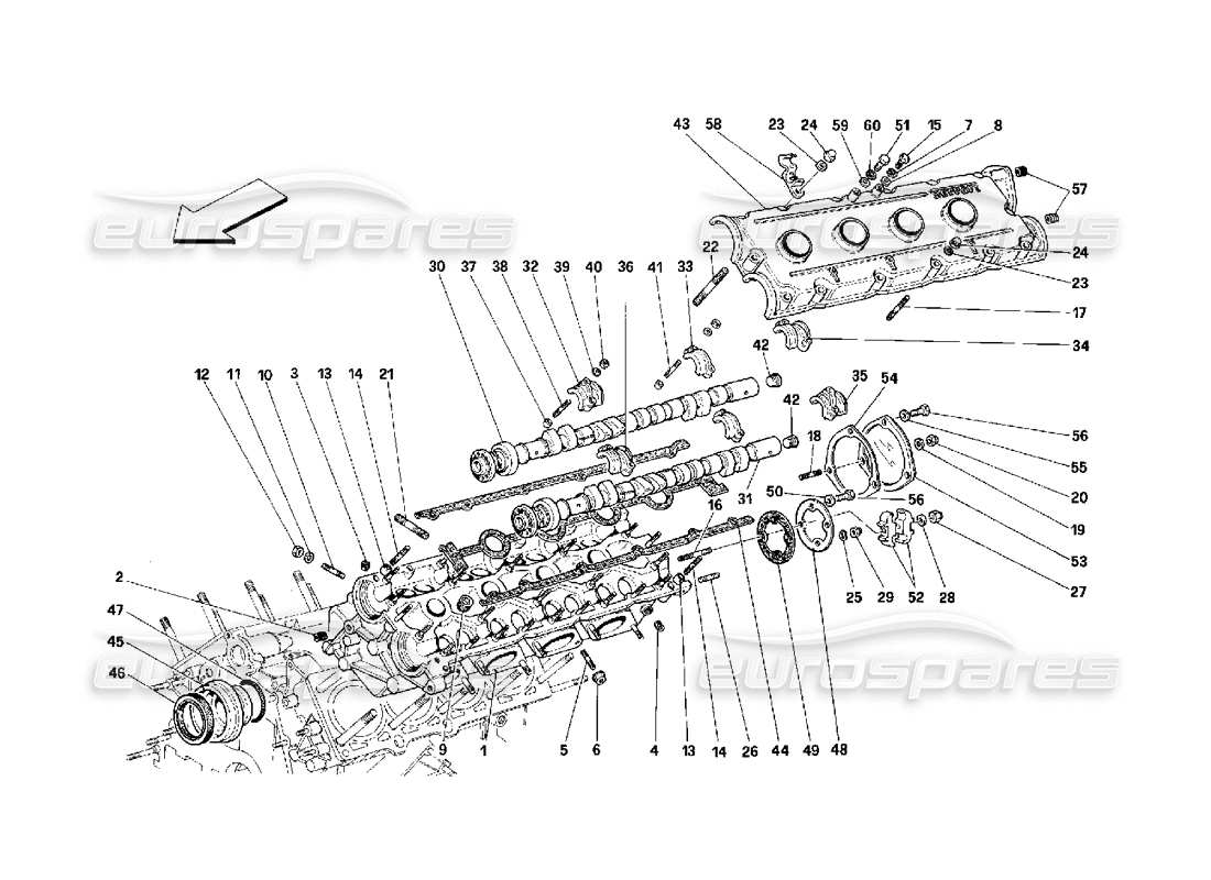ferrari 348 (2.7 motronic) schéma des pièces de la culasse gauche