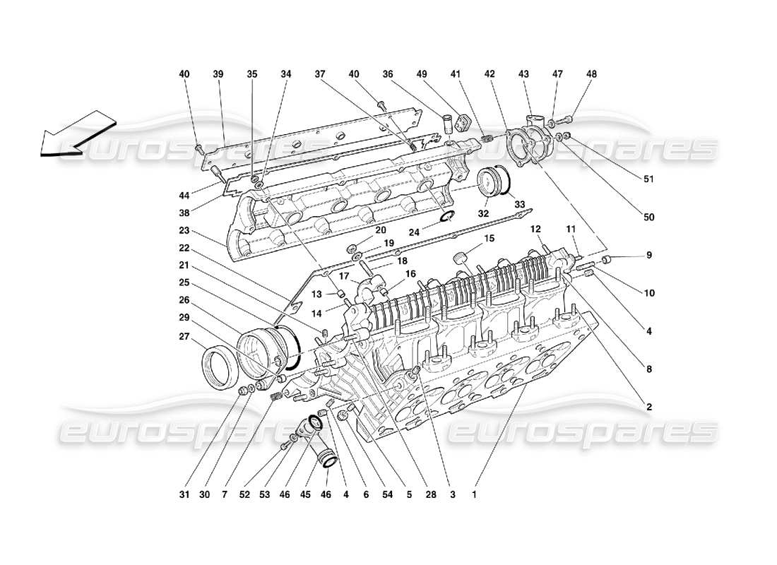 ferrari 355 (5.2 motronic) schéma des pièces de la culasse droite