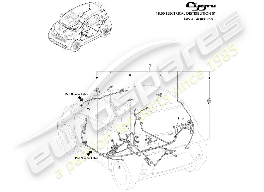 aston martin cygnet (2012) schéma des pièces de câblage du corps principal