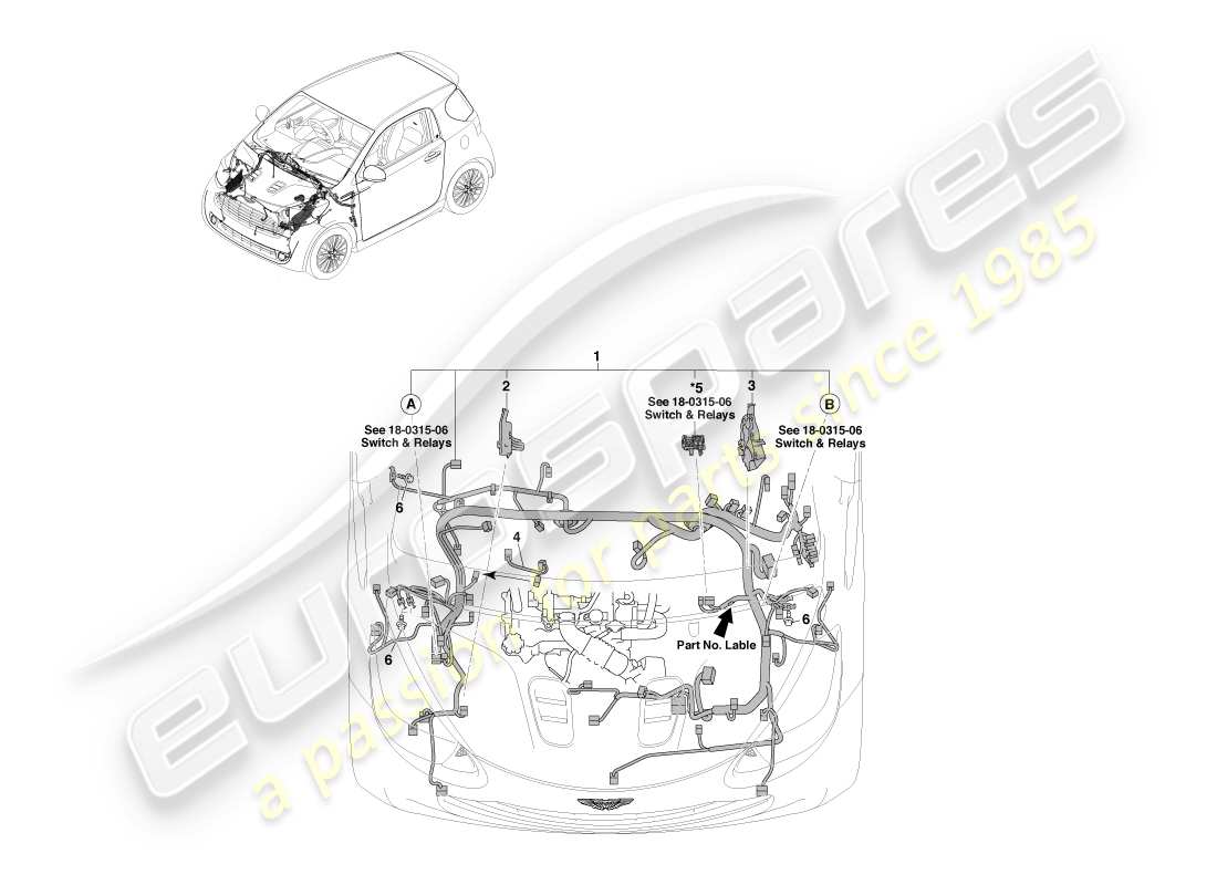 aston martin cygnet (2012) page de câblage du compartiment moteur 1 schéma des pièces
