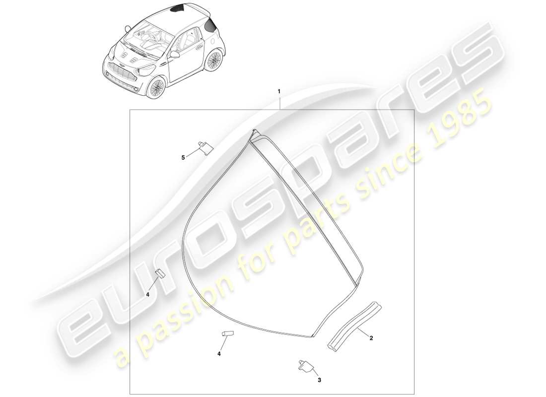 un schéma de pièces du catalogue de pièces aston martin cygnet (2012)