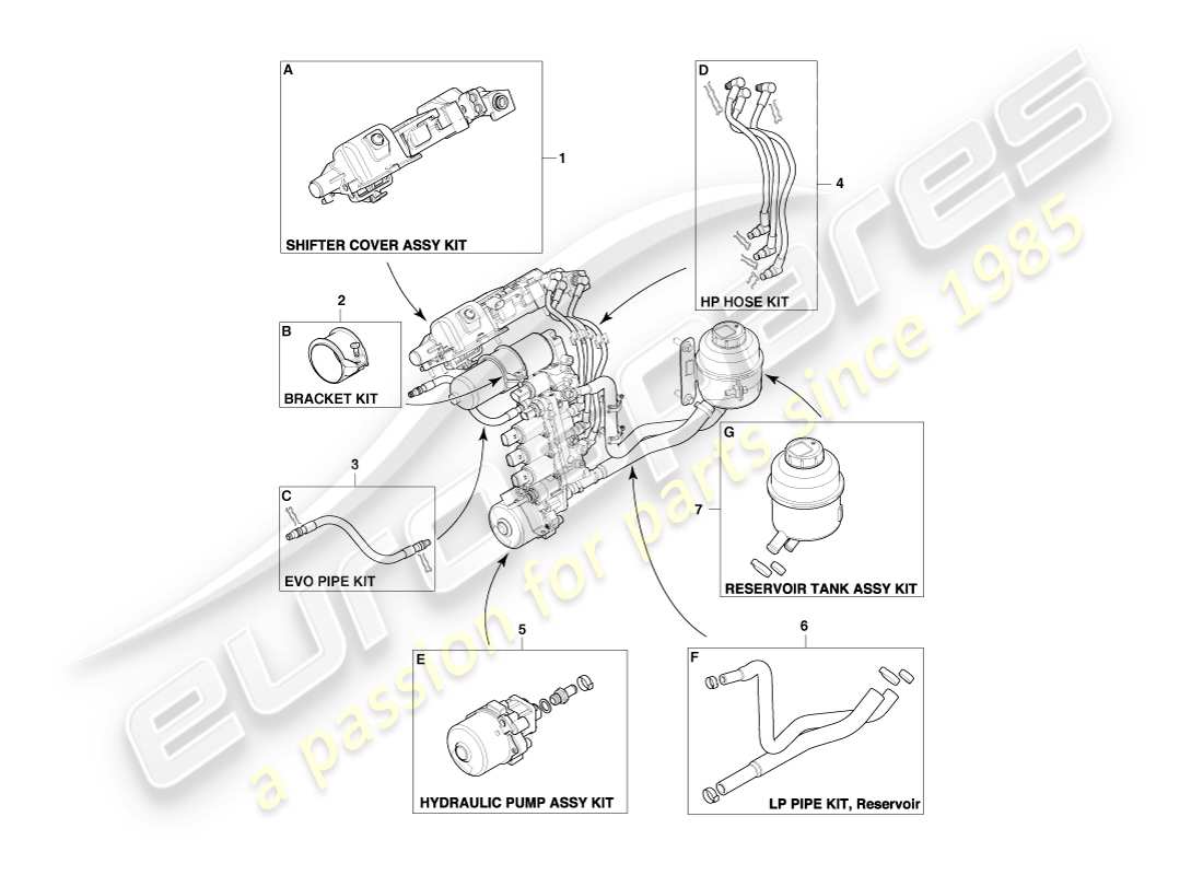 aston martin v8 vantage (2007) kits sportshift, diagramme de pièces à 6 vitesses