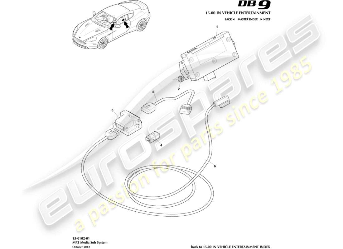aston martin db9 (2017) mp3 diagramme des composants du sous-système multimédia