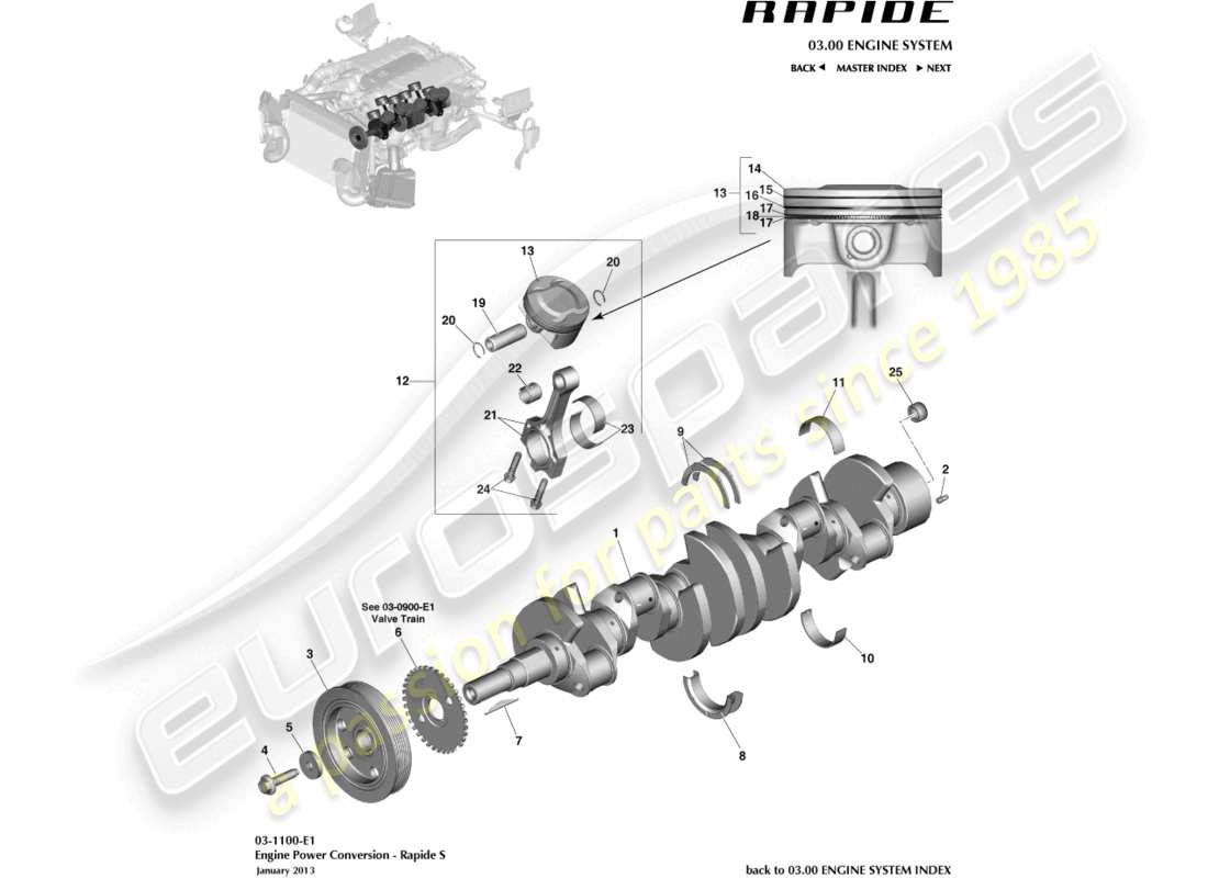 aston martin rapide (2014) diagramme de pièce de conversion de puissance
