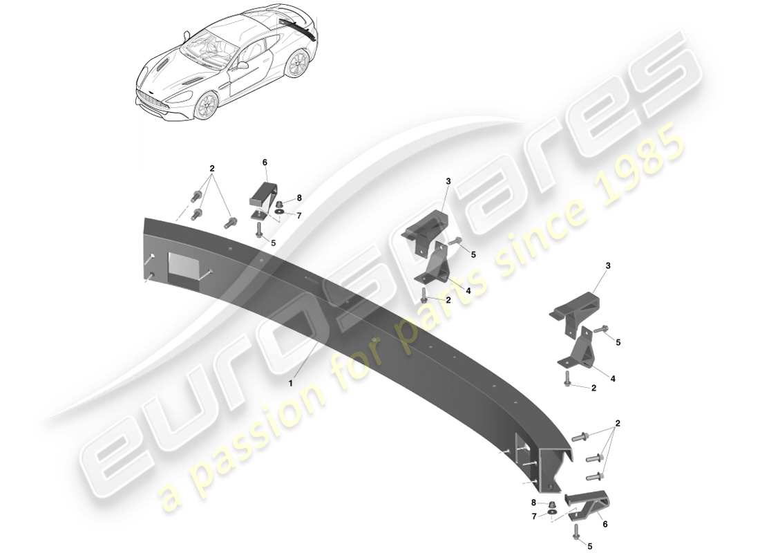 aston martin vanquish (2014) structure de pare-chocs arrière, fed, gcc, schéma de pièces en chine