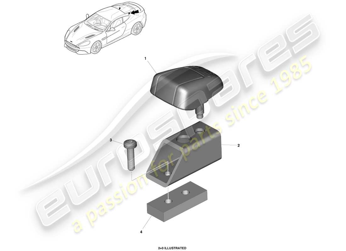 aston martin vanquish (2014) schéma des pièces des supports d'attache isofix
