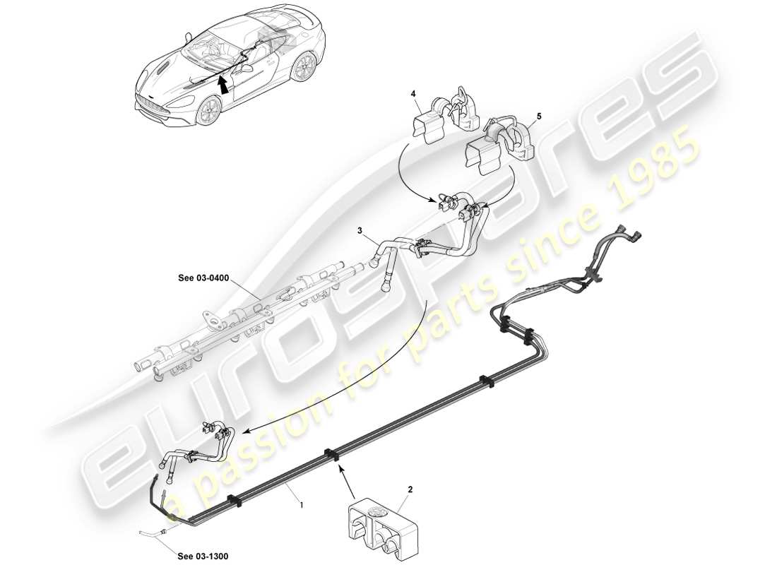 aston martin vanquish (2014) distribution de carburant, à 15my schéma des pièces