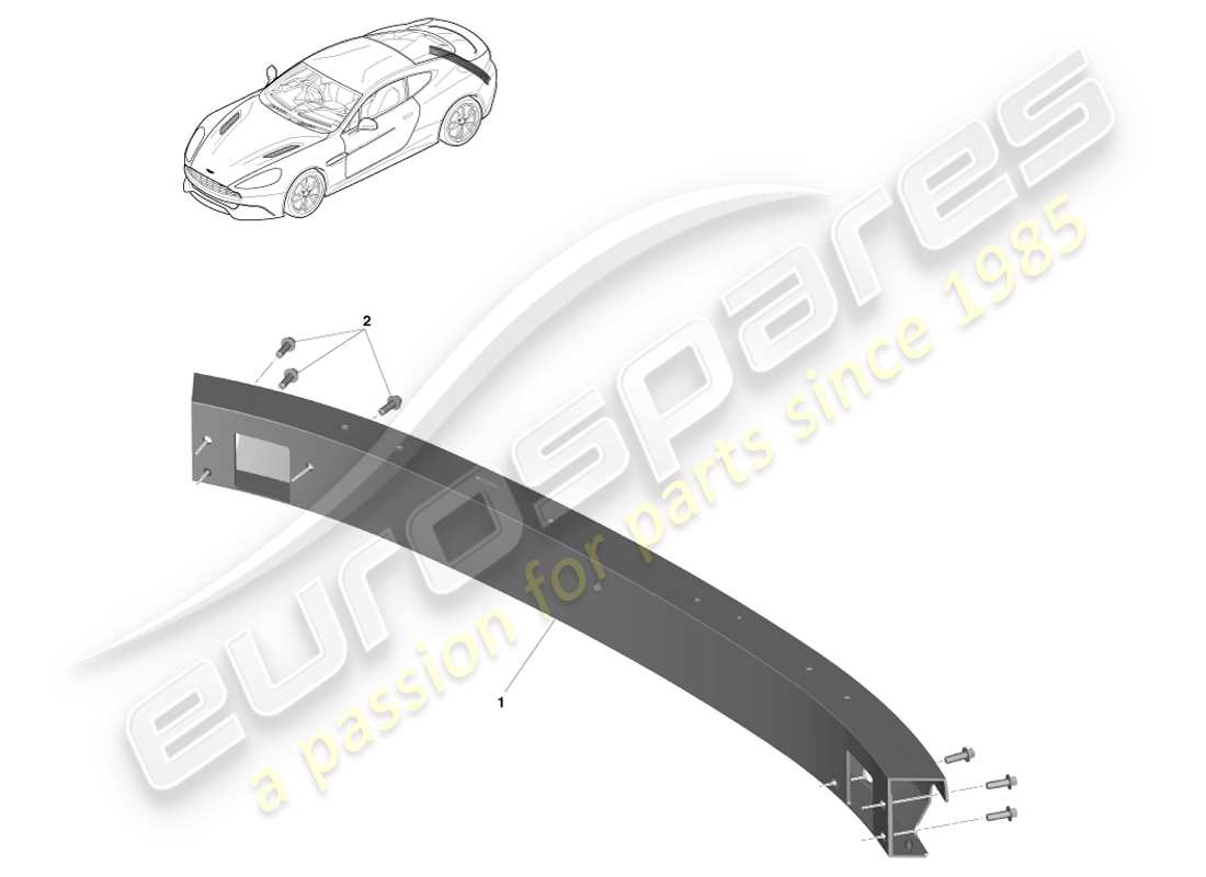 aston martin vanquish (2014) structure du pare-chocs arrière, diagramme des pièces de l'emprise