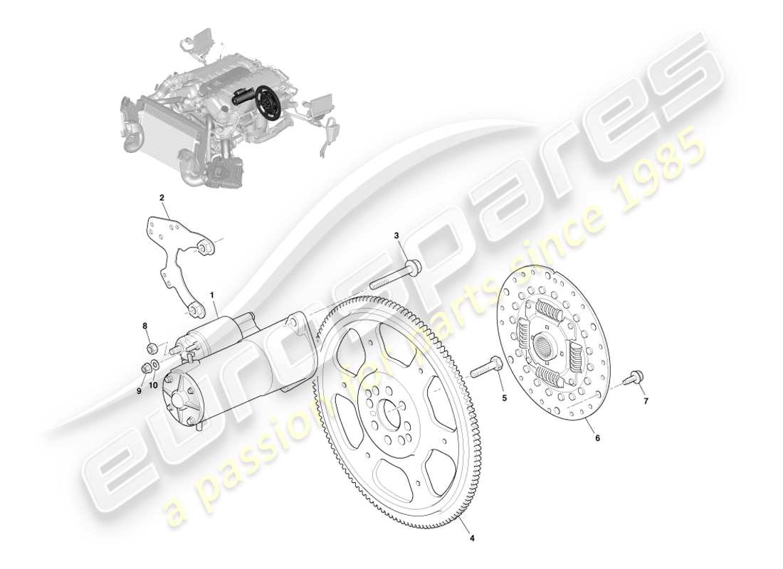 aston martin vanquish (2013) démarrage du moteur, diagramme de pièce automobile