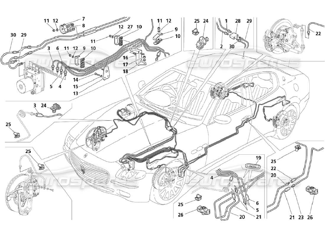 maserati qtp. (2006) 4.2 tuyauterie (page 4-4) schéma des pièces