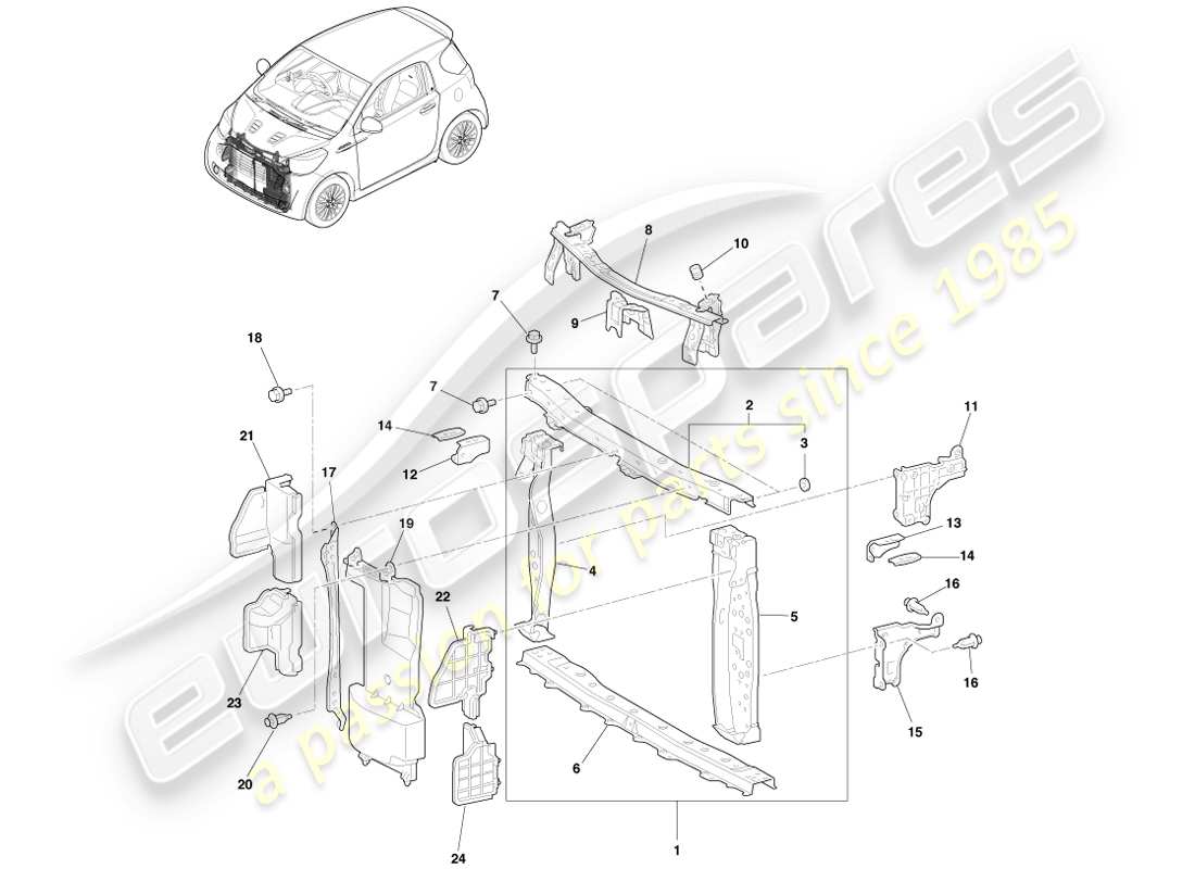 aston martin cygnet (2012) diagramme des pièces gop et tôle avant