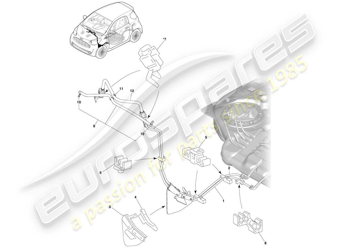aston martin cygnet (2012) schéma des pièces de distribution de carburant