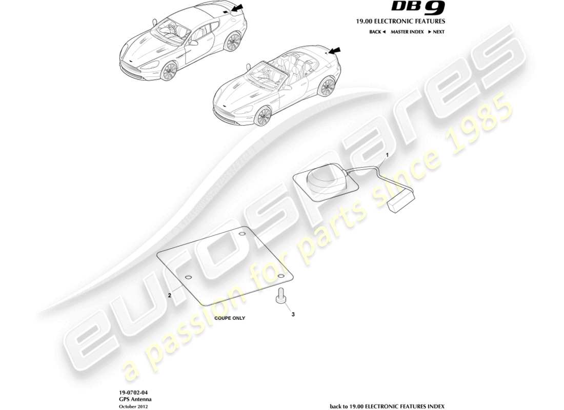 un schéma de pièces du catalogue de pièces aston martin db9