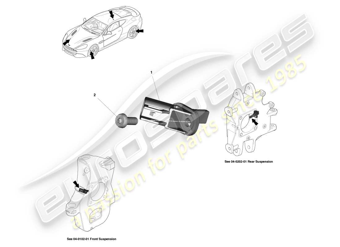 aston martin vanquish (2014) diagramme des pièces des capteurs de vitesse de roue