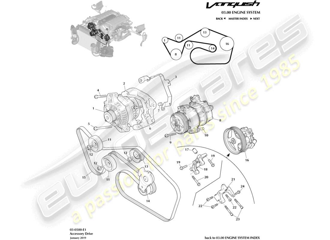 aston martin vanquish (2015) entraînement accessoire schéma des pièces