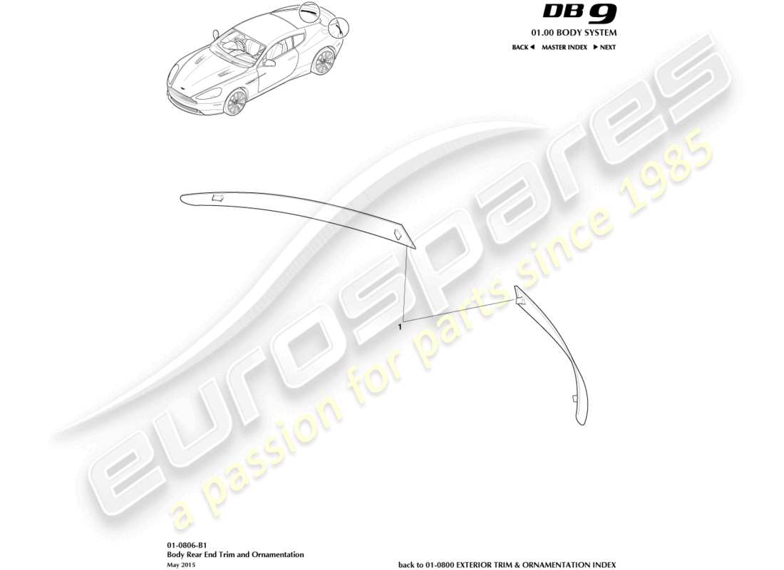 aston martin db9 (2014) garniture arrière schéma des pièces