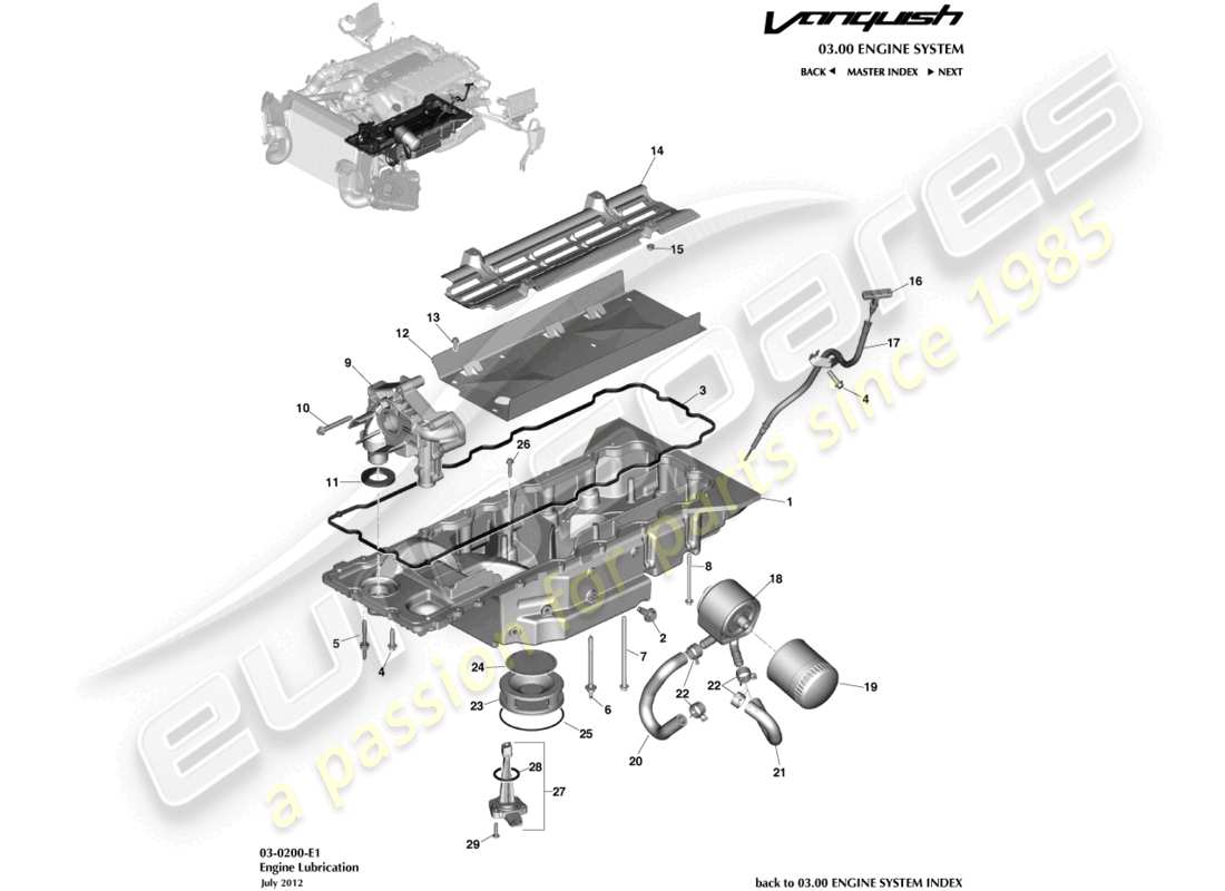 aston martin vanquish (2015) lubrification du moteur schéma des pièces