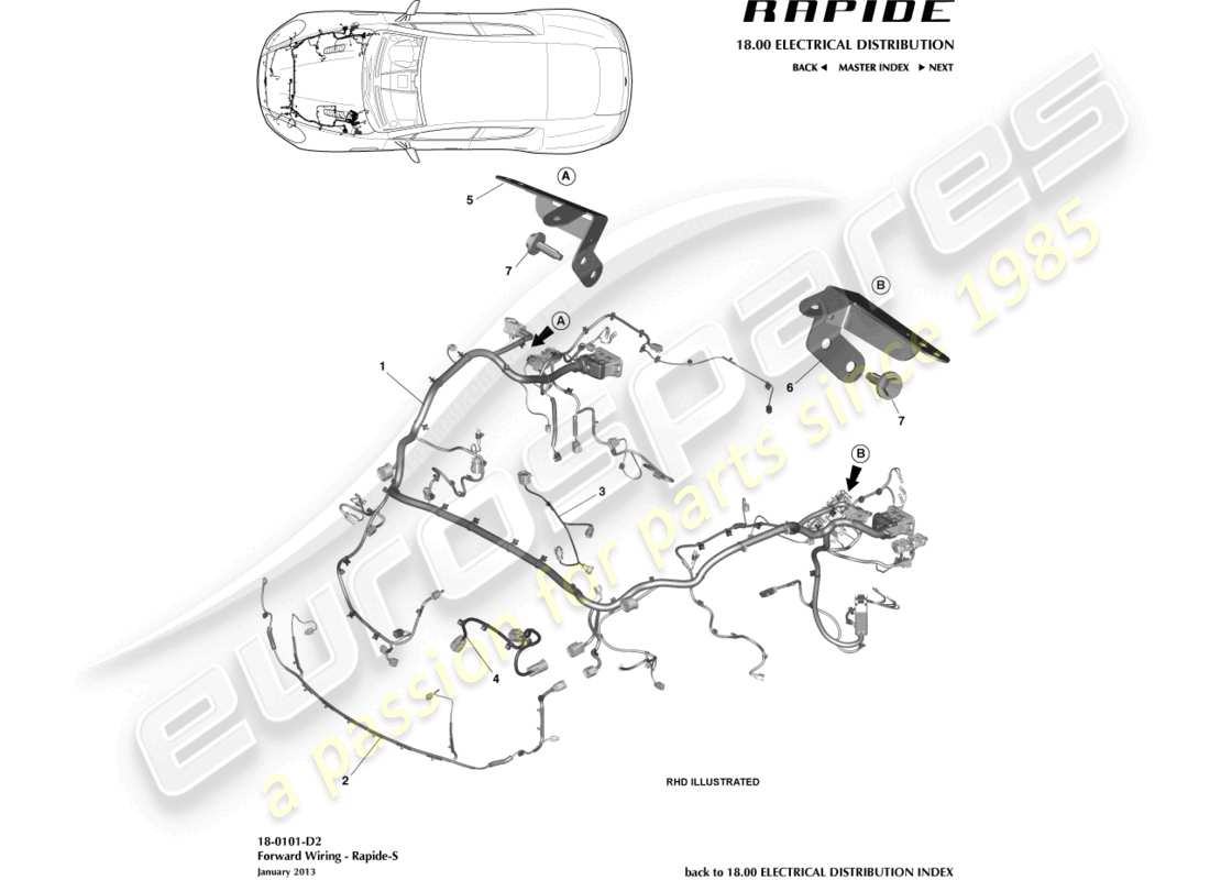 aston martin rapide (2012) faisceau avant, 13my sur le diagramme de pièce