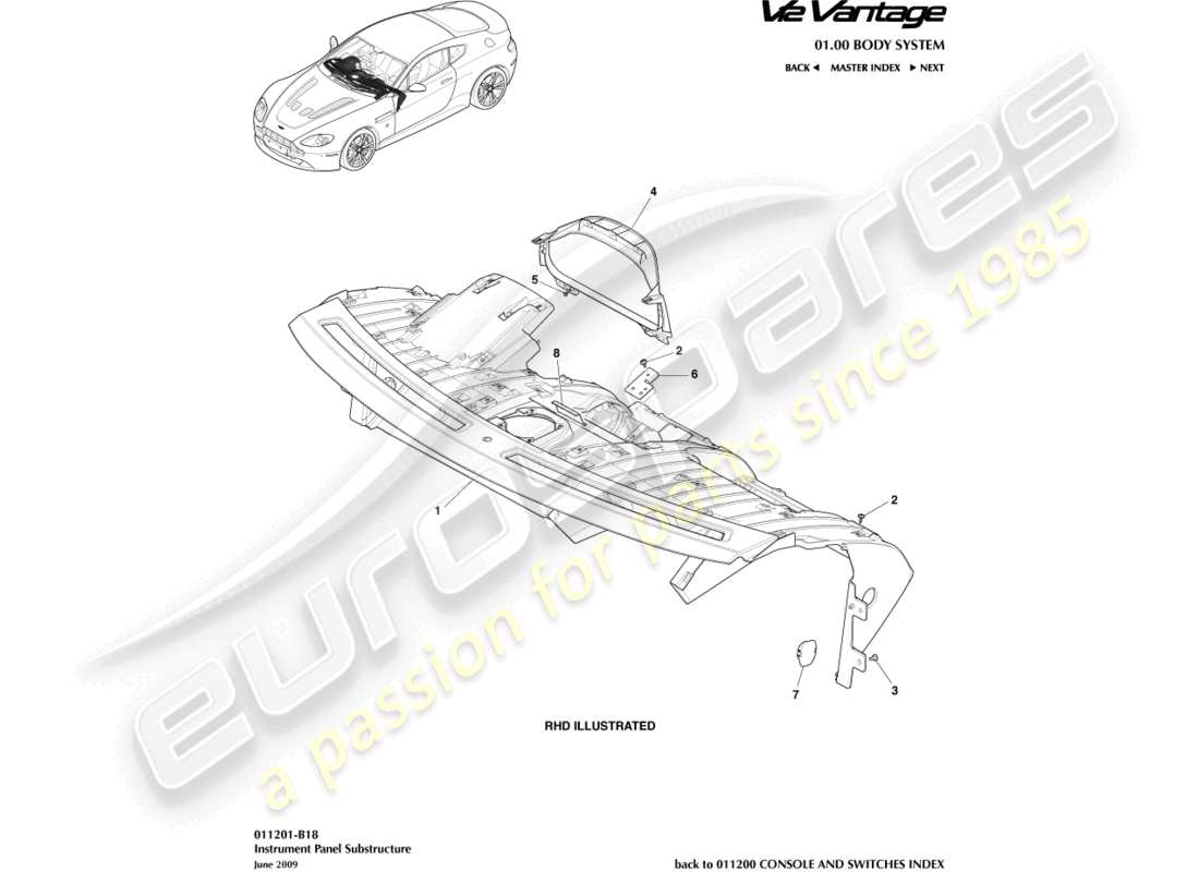 aston martin v12 vantage (2010) diagramme des pièces de la sous-structure ip