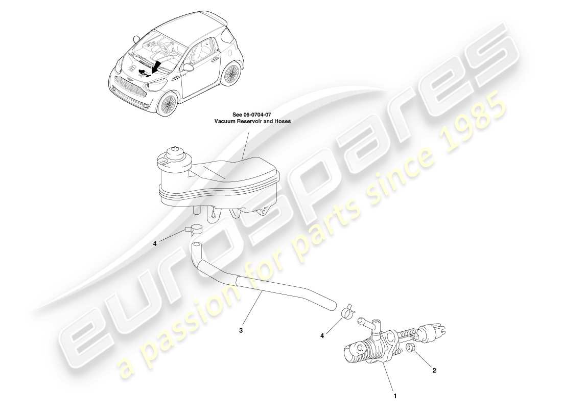 un schéma de pièces du catalogue de pièces aston martin cygnet (2012)