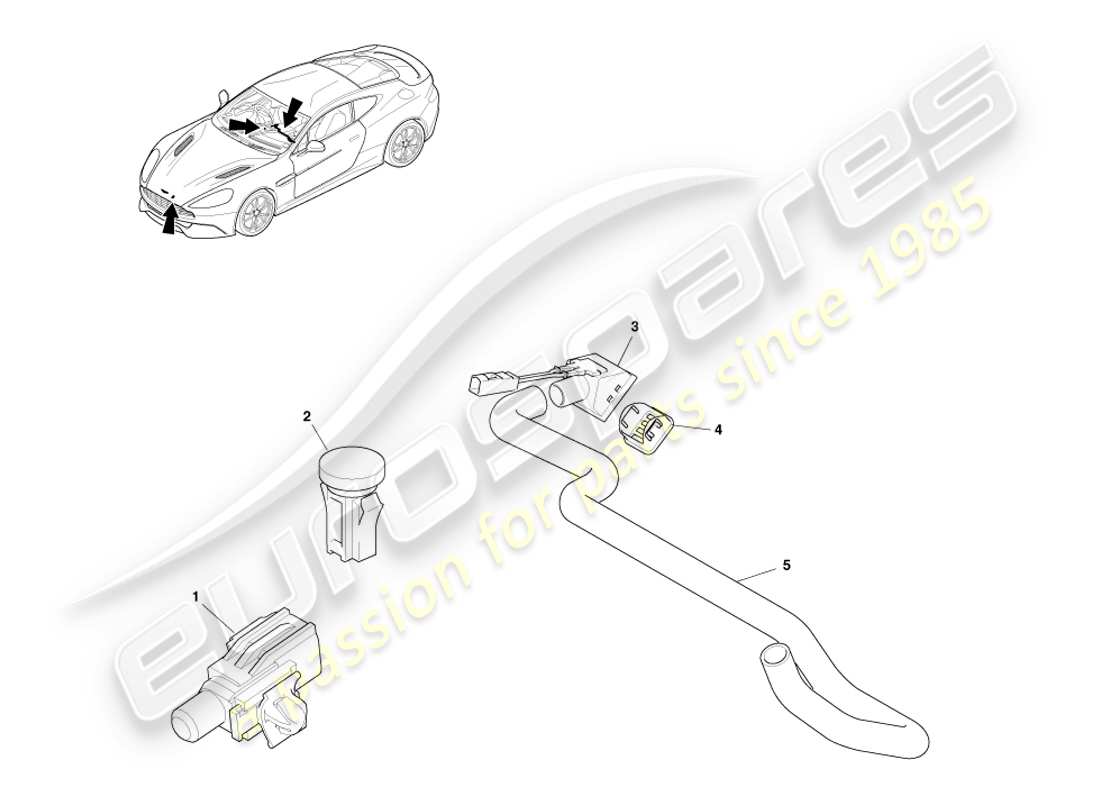 aston martin vanquish (2013) diagramme des pièces des capteurs
