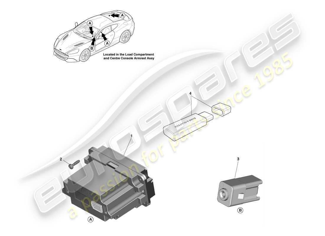 aston martin vanquish (2014) diagramme des pièces du lecteur multimédia