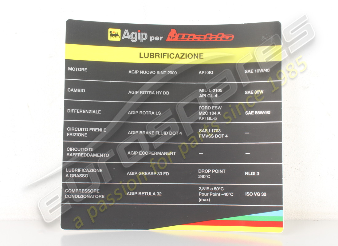 NOUVEL AUTOCOLLANT DE LUBRIFICATION DIABLO LAMBORGHINI. NUMÉRO DE PIÈCE LST011 (1) nouvel autocollant de lubrification diablo lamborghini. numéro de pièce lst011 (1)