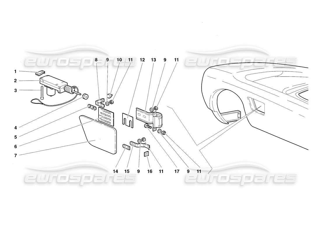 lamborghini diablo sv (1998) fuel cap (valid for usa and canada - november 1998) part diagram