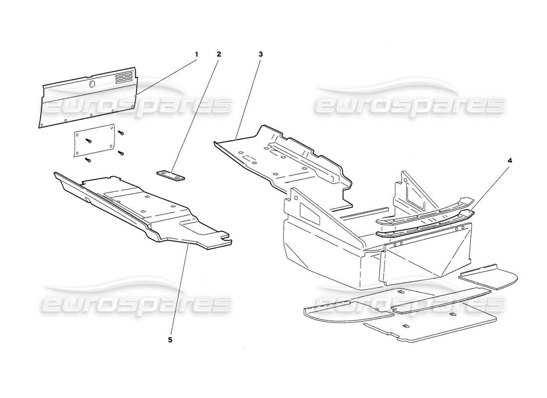 lamborghini diablo 6.0 (2001) panneaux de plancher de cadre (valable pour la grande-bretagne et l'australie - mars 2001) schéma des pièces