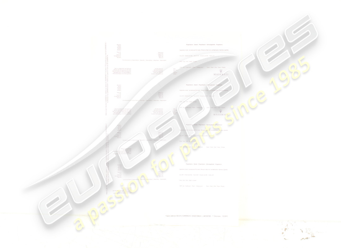 nouvelles étiquettes adhésives maserati pour garantie. numéro de pièce 84740700 (1)