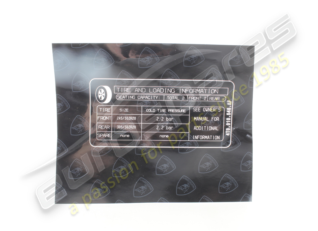 NOUVEAU LAMBORGHINI PNEUMATICO TARGH PNEUM. RÉFÉRENCE 4T0010546AF (1) nouveau lamborghini pneumatico targh pneum. référence 4t0010546af (1)